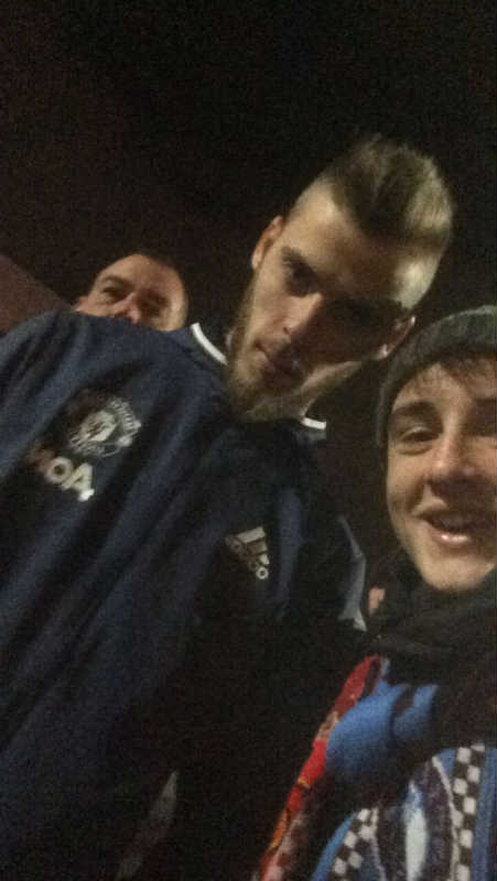 Sligo member Adam with De Gea after United v West Ham 27/11/2016